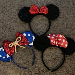 Kids Mouse Ears Costume Headbands - Red, Blue, Black